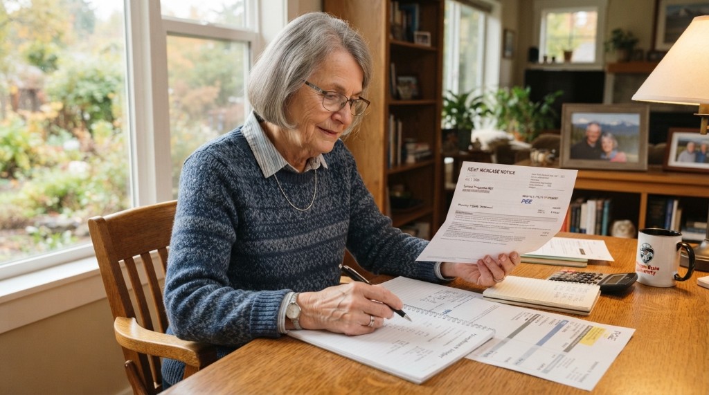 Resident reviewing a rent increase notice