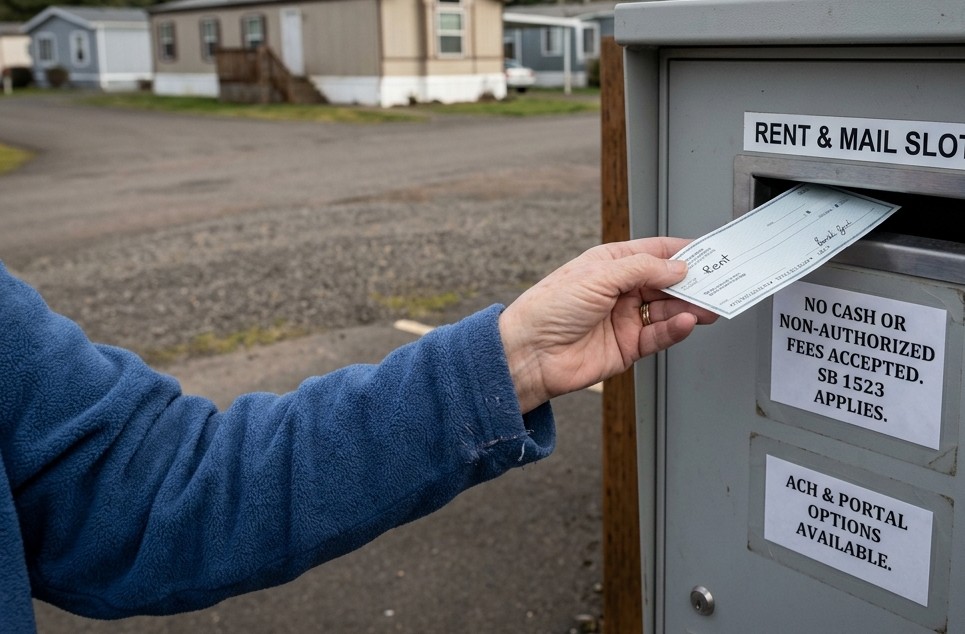 Fees charged for rent payments in Oregon manufactured home parks